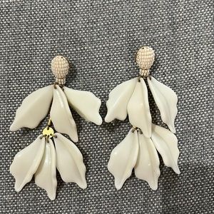 Elegant oversized Ivory double drop beaded stud earrings